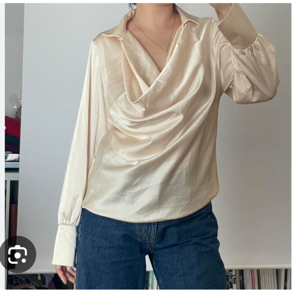 Elegant Champagne/Cream Cowl Neck, Women's Top